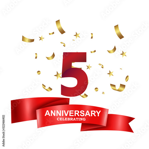 5 Years Anniversary Celebration Vector Template Design Illustration