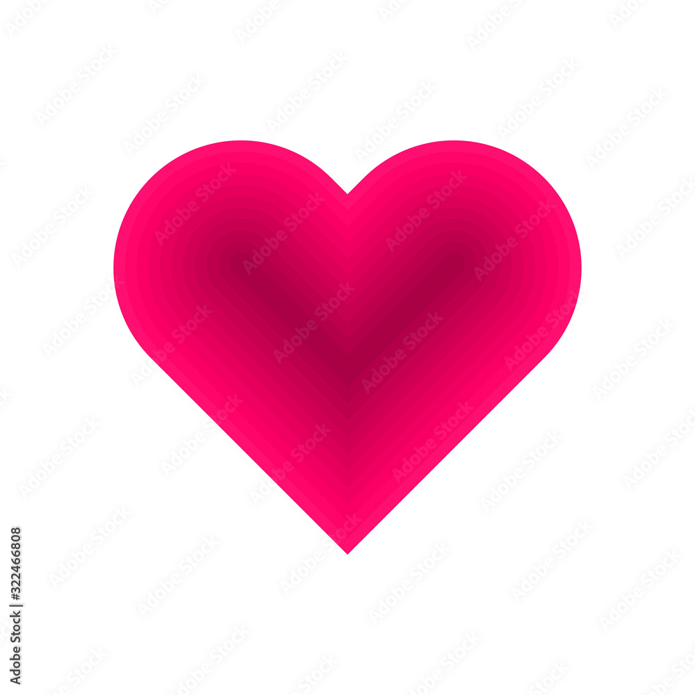 3d pink heart symbol vector isolated on white background.