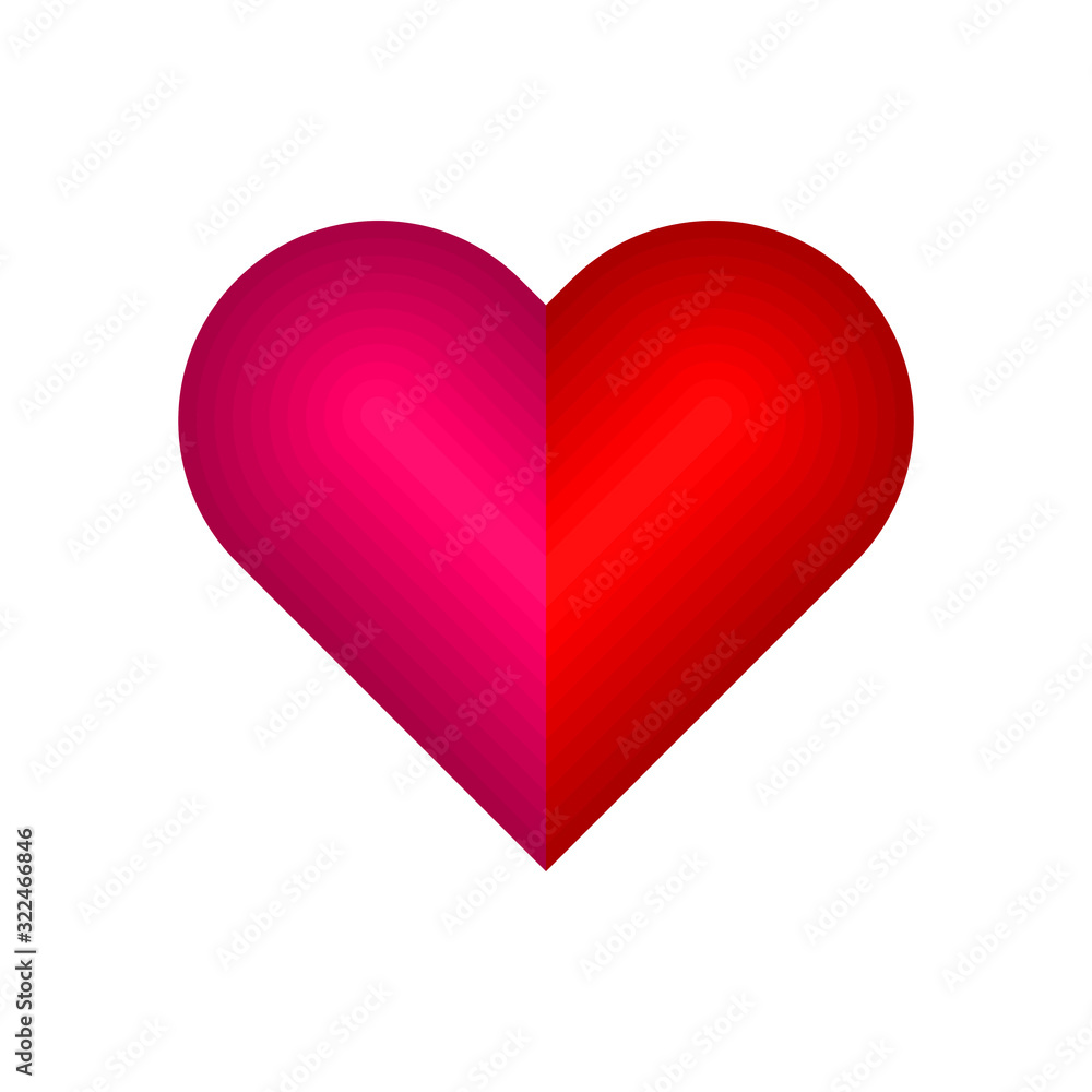 3d red and pink heart symbol vector isolated on white background. 3d red and pink heart symbol vector isolated on white background.