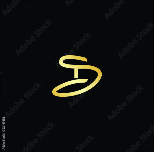 Outstanding professional elegant trendy awesome artistic black and gold color D DS SD initial based Alphabet icon logo.