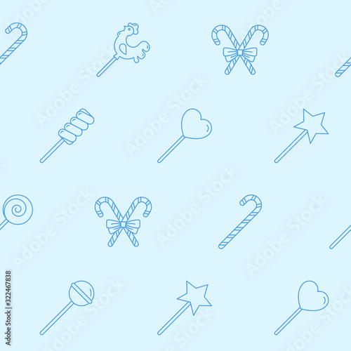 Lollipop background - Vector seamless pattern of sugar candy, caramel, sweet snack and other sweets for graphic design