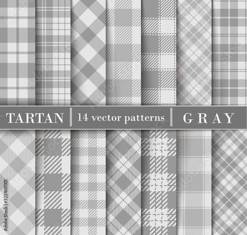 Gray Set Tartan Plaid Seamless Patterns