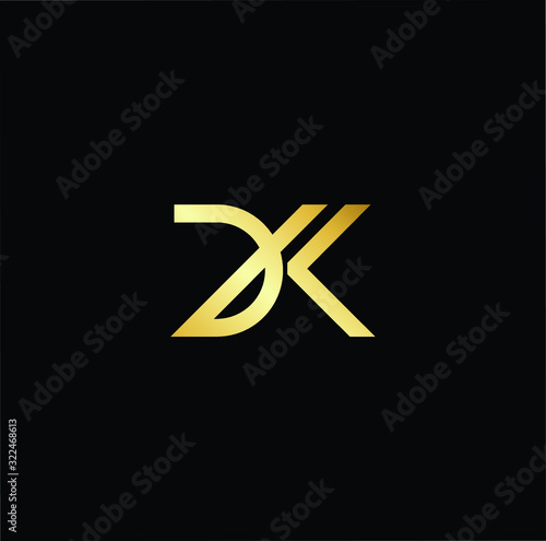 Outstanding professional elegant trendy awesome artistic black and gold color DK KD initial based Alphabet icon logo.