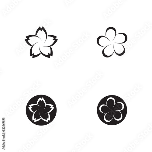 set of sakura flower icon logo vector