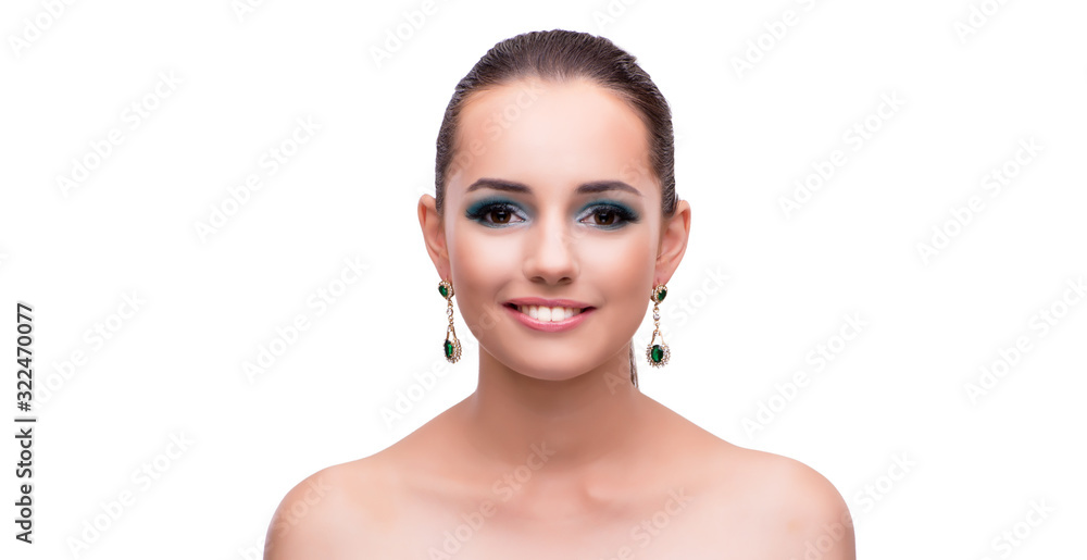 Young woman in beauty concept isolated on white