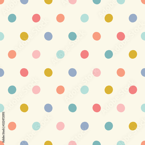 Polka dot pattern background design. Colourful spotted vector seamless repeat background design.