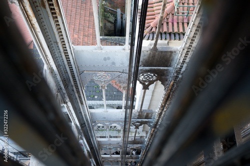 detail of elevator santa justa in lisboa