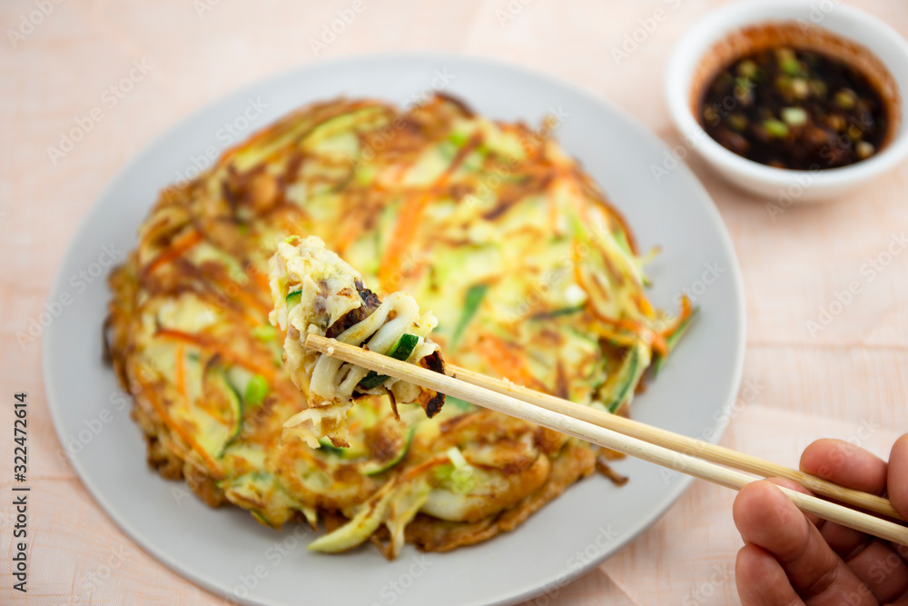 Cuttlefish, zucchini, spring onion and carrot pancake Cuttlefish, zucchini, spring onion and carrot pancake