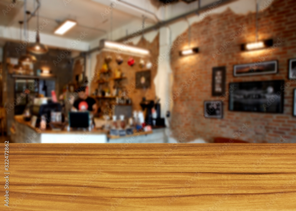 Obraz premium Table counter on blurred interior