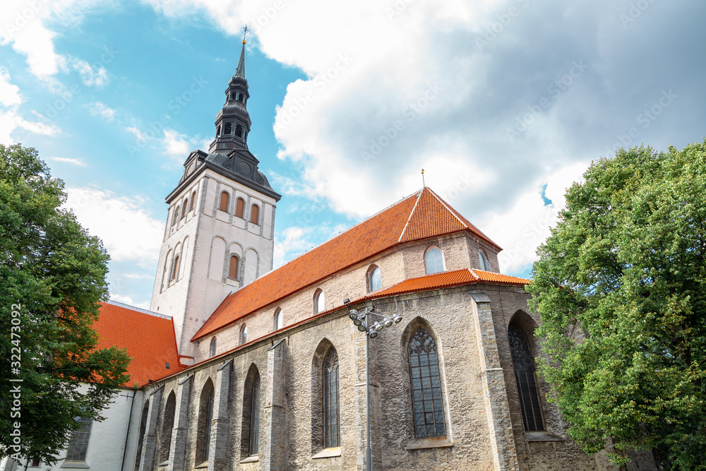 Old town St. Nicholas Church in Tallinn, Estonia
