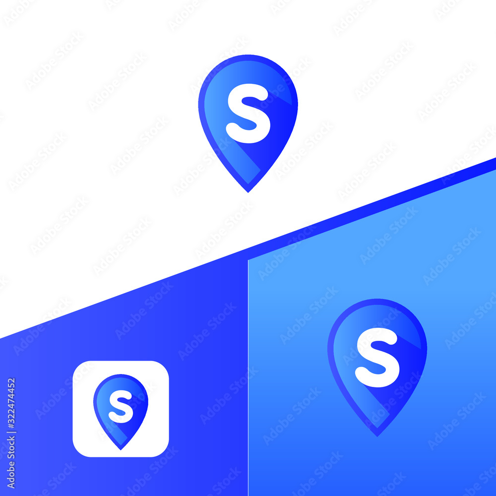 Letter S With Map Pointer icon or logo design template elements Letter S With Map Pointer icon or logo design template elements