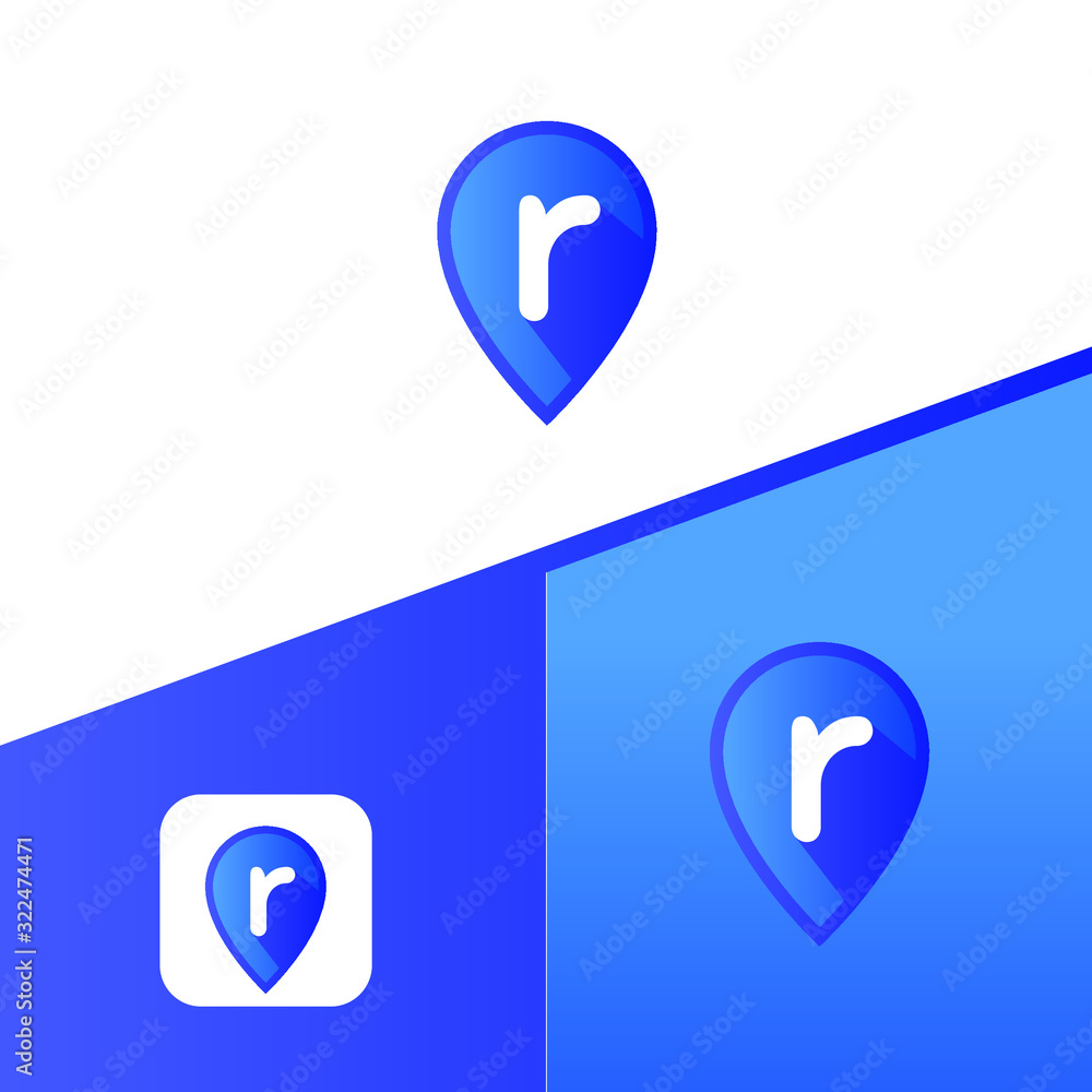 Letter R With Map Pointer icon or logo design template elements Letter R With Map Pointer icon or logo design template elements