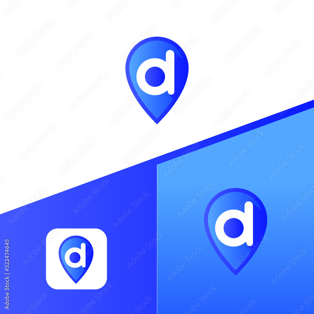 Letter D With Map Pointer icon or logo design template elements Letter D With Map Pointer icon or logo design template elements