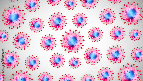 Group of Corona virus 3d realistic vector in red background. Coronaviruses cell, wuhan virus disease. Perfect for banner information, flyer, poster, etc. Vector illustration