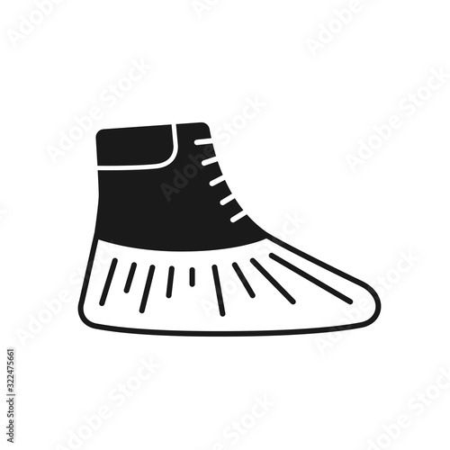 Shoe covers icon. Protective medical covers. Isolated sign. Vector illustration in black style on white background