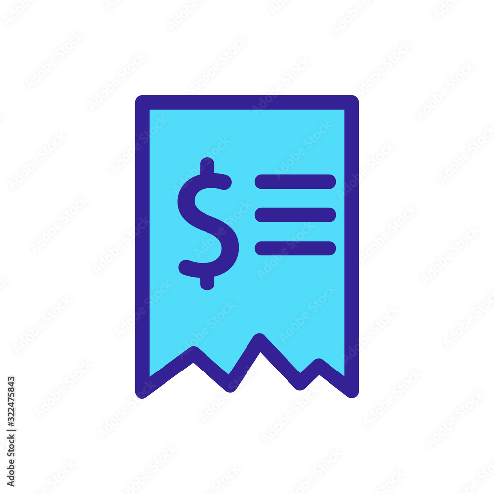 receipt dollar icon vector. Thin line sign. Isolated contour symbol illustration receipt dollar icon vector. Thin line sign. Isolated contour symbol illustration