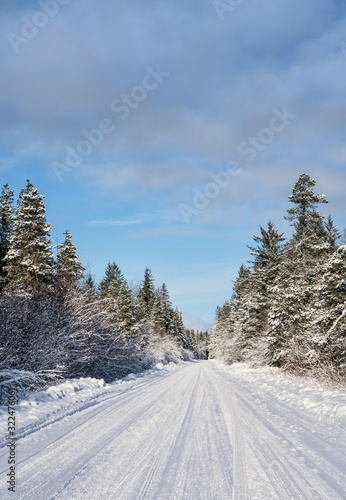 Plowed road in winter