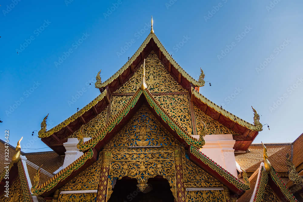 Chiang Mai , Thailand - January, 19 2020 : Wat Pha That Doi Suthep Temple, Wat Phra That Doi Suthep is a Theravada buddhist temple near Chiang Mai, Thailand