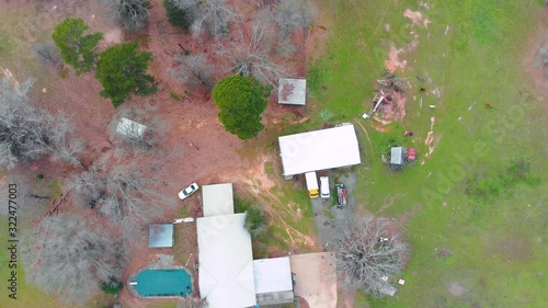 [AERIAL] Overhead of Ranch Home in Countryside photo