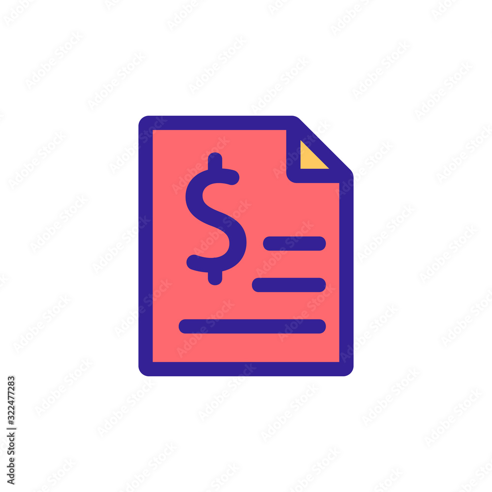 receipt dollar icon vector. Thin line sign. Isolated contour symbol illustration receipt dollar icon vector. Thin line sign. Isolated contour symbol illustration