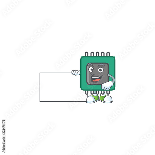 Cute funny RAM cartoon character having a board