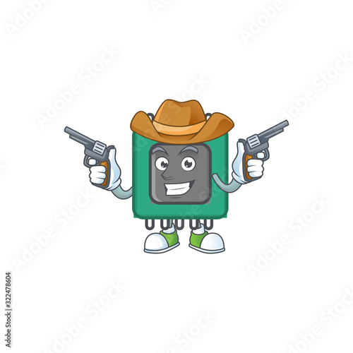 The brave of RAM Cowboy cartoon character holding guns
