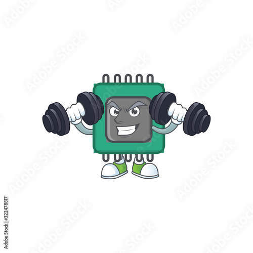 RAM mascot icon on fitness exercise trying barbells
