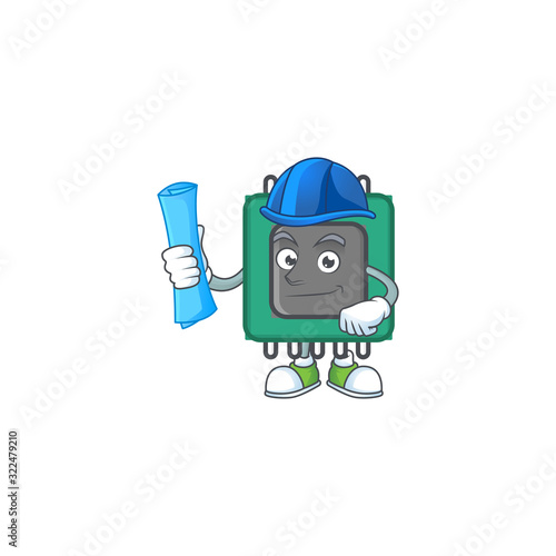 Elegant Architect RAM having blue prints and blue helmet