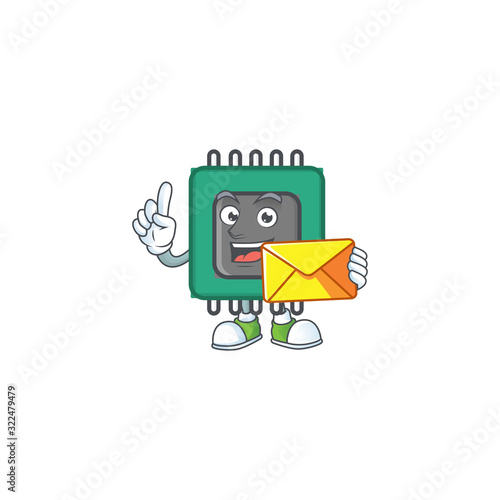 Happily RAM mascot design style with envelope