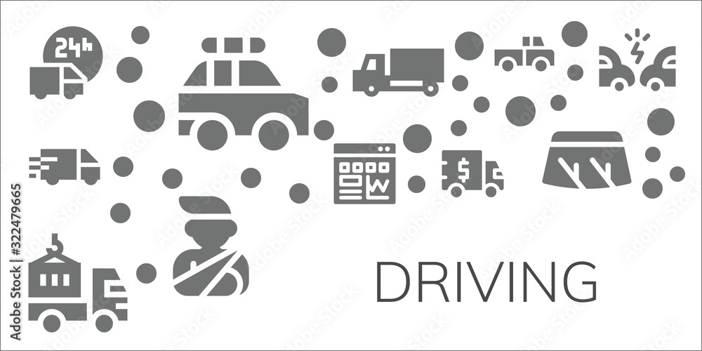 Modern Simple Set of driving Vector filled Icons Modern Simple Set of driving Vector filled Icons