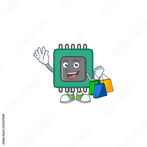 A rich RAM cartoon design waving and holding Shopping bag