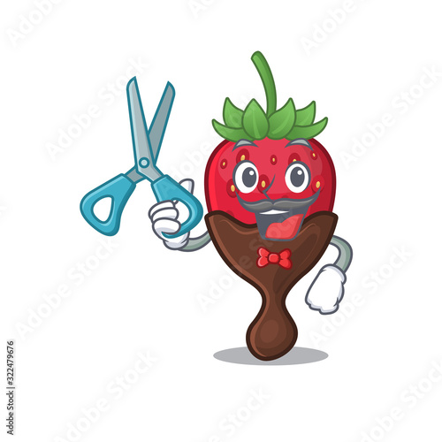 Cartoon character of Sporty Barber chocolate strawberry design style
