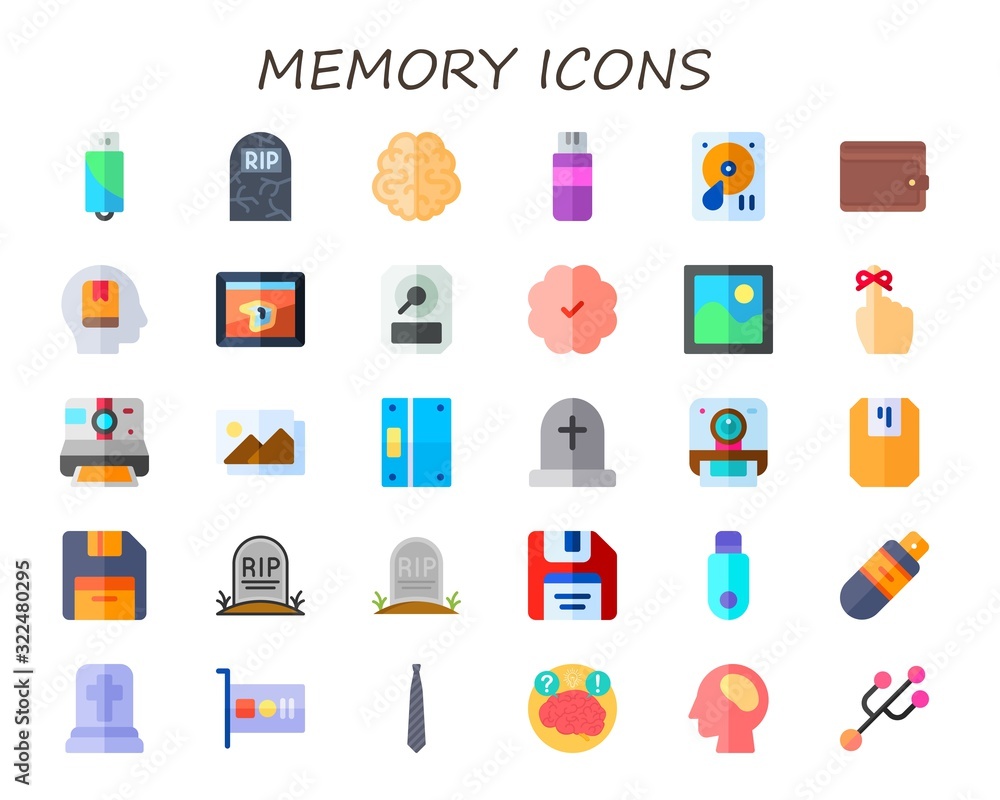 Modern Simple Set of memory Vector flat Icons