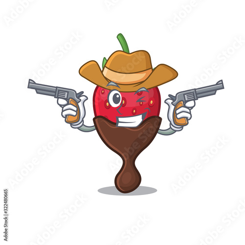 Chocolate strawberry Cowboy cartoon concept having guns