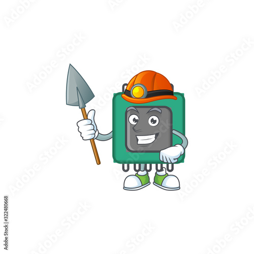 Cool clever Miner RAM cartoon character design