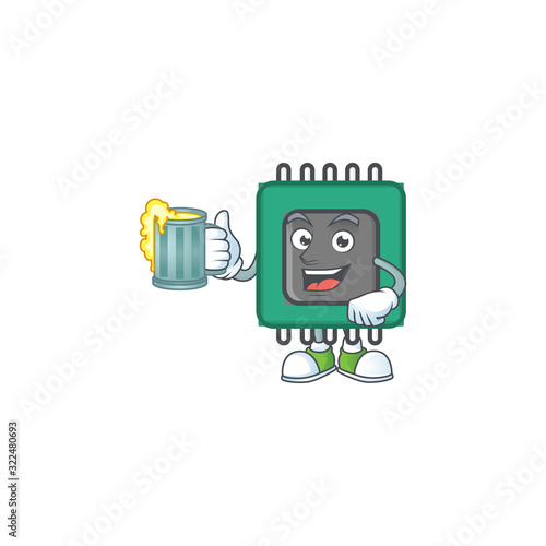 Smiley RAM mascot design holding a glass of beer