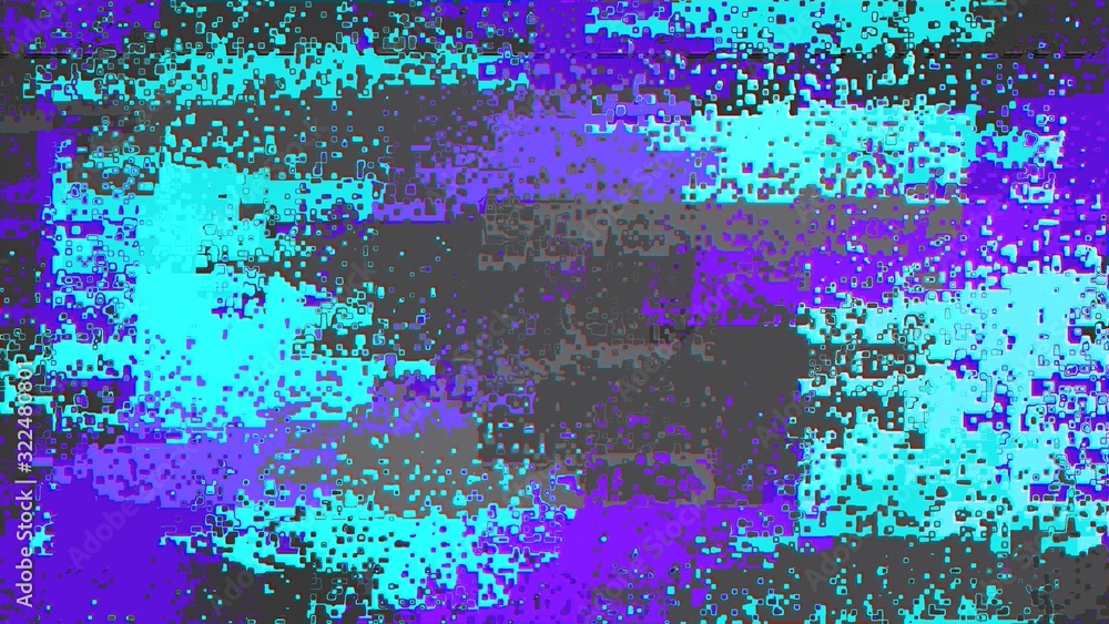 abstract background with digital twitches, color distortion of background noise, glitch art, quick noise with square particles, design of distortions of different colors.