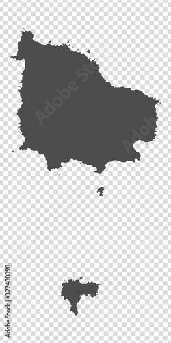 Blank map of Norfolk Island. High quality map Norfolk Island with provinces on transparent background for your web site design, app, UI. Oceania. New Zealand. EPS10.