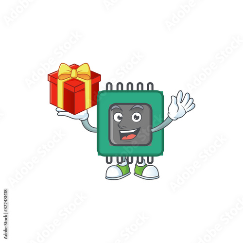 cartoon character of RAM with a box of gift