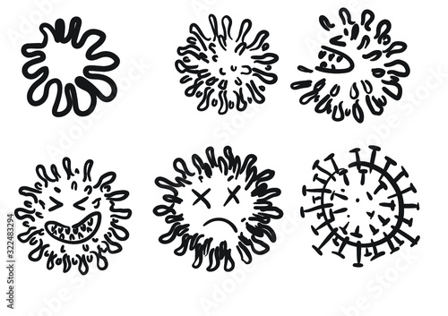Fototapeta Naklejka Na Ścianę i Meble -  set of coronavirus cartoon style