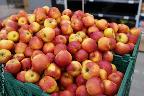 fresh apples in a market