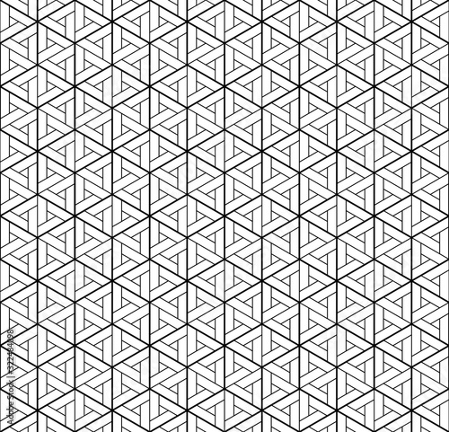 Seamless japanese pattern shoji kumiko in black lines.Diamonds grid. photo