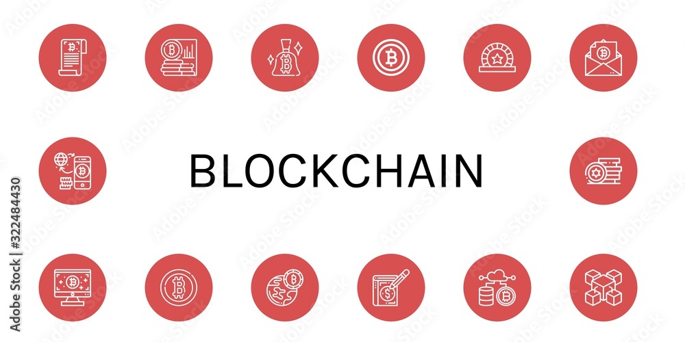 Set of blockchain icons Set of blockchain icons
