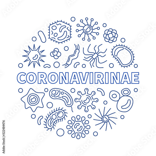 Coronavirinae vector concept blue minimal round illustration in outline style