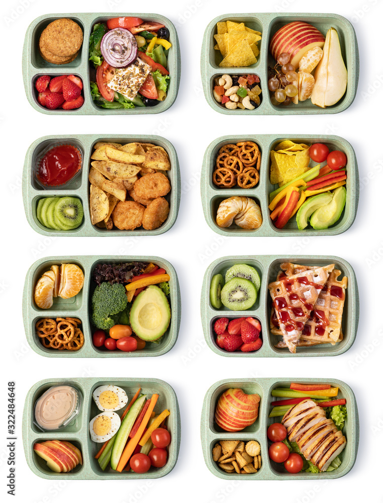 Lunch box with delicious food on a white background Lunch box with delicious food on a white background