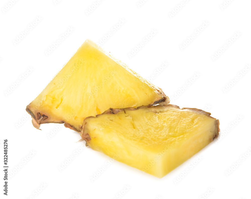 Slices of fresh pineapple on white background Slices of fresh pineapple on white background