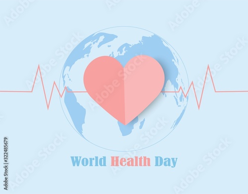World Health Day with heart map background, Element of this image furnished by Nasa