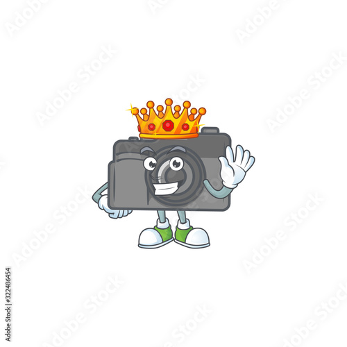A dazzling of digital camera stylized of King on cartoon mascot design