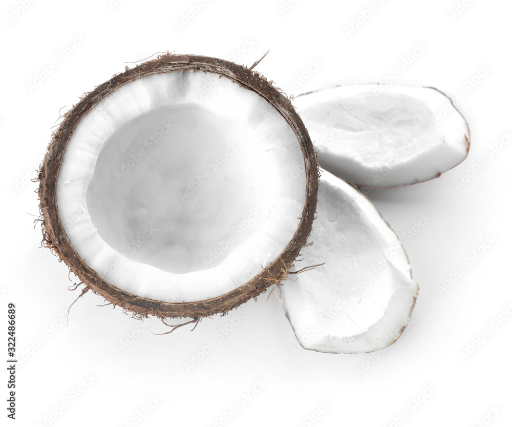 Ripe coconut on white background Ripe coconut on white background
