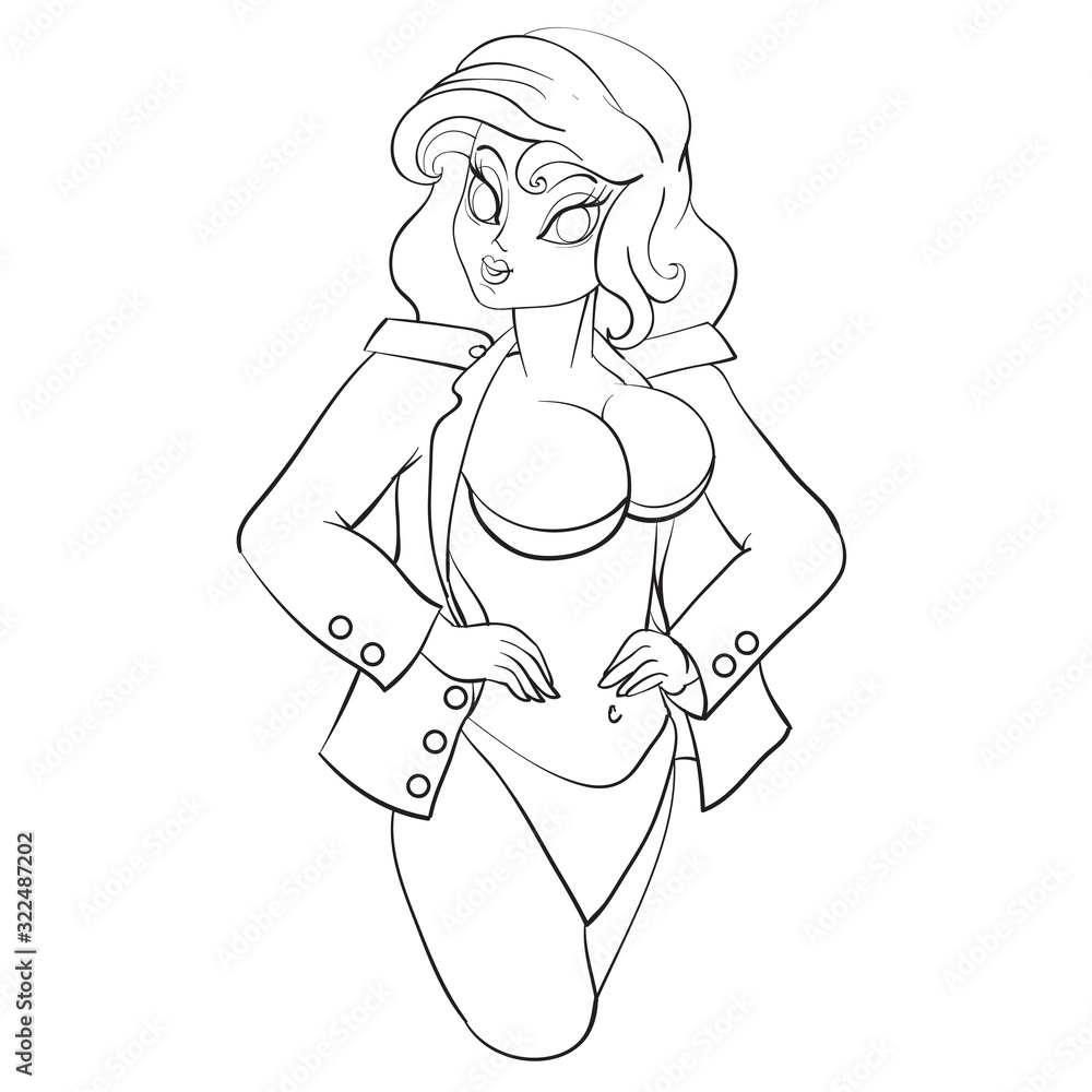 sexy woman holding assault rifle and pistol, outline drawing, sexy woman holding assault rifle and pistol, outline drawing,